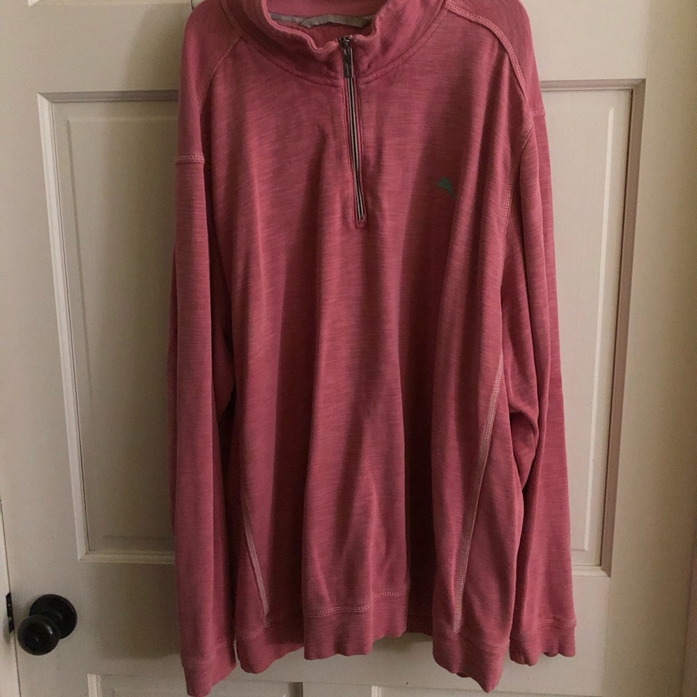 Tommy Bahama Men's pullover half Zip sweatshirt salmon color long sleeve top